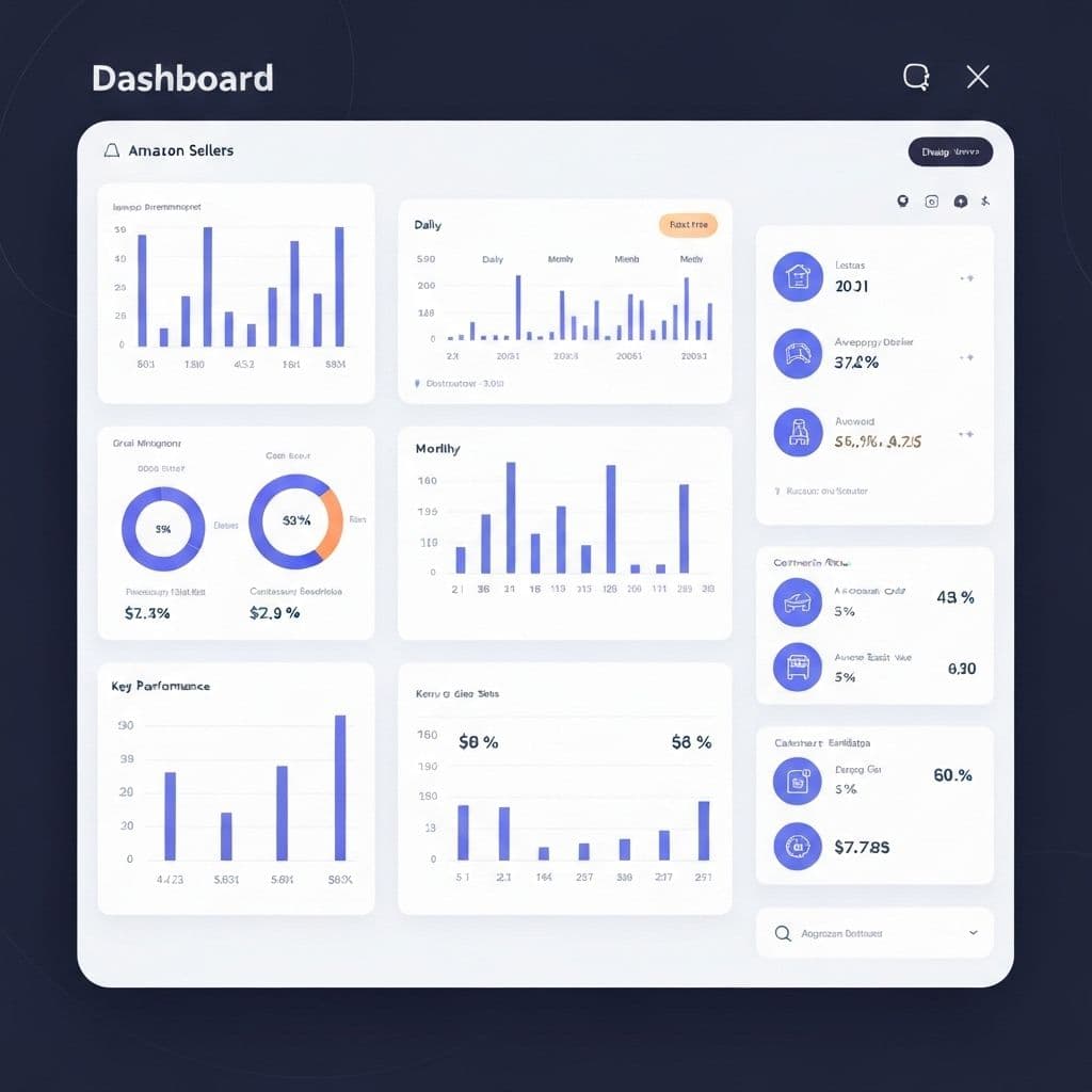 Sellavant workspace showing dashboards, charts, and Amazon workflow views